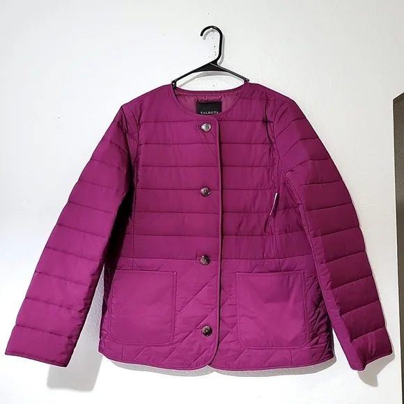 Talbots Quilted Collardless Jacket Size Large New - Picture 4 of 13